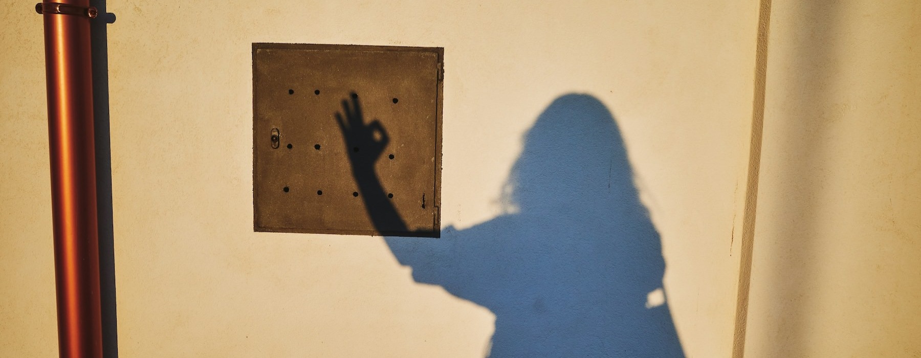 a shadow of a person on a wall